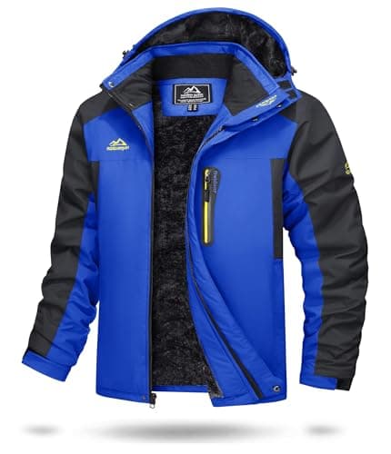 Image of TACVASEN Waterproof Jackets Men Full Zip Fleece Jacket Outdoor Warm Winter Coats for Skiing Travel Work Casual Blue,3XL