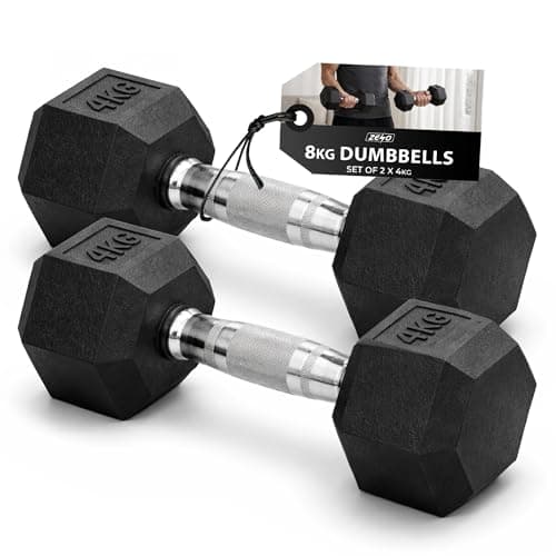 Image of ZENO Dumbbells Set | Weights Dumbbells Set | Metal Dumbbell Pair | Hex Dumbbell For Workouts, Home Training, Gym | Anti Slip & Anti Roll Weights (Black, 8KG (2 X 4KG))