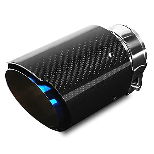 Image of Krtopo Exhaust Tip 2.36"(60MM) Inlet Car Rear Muffler Stainless Steel and Glossy Carbon Fiber Car Exhaust Tail End Pipe Outlet 89MM(3.5")(Black Blue)