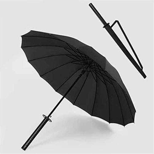 Image of huyiko Samurai Umbrella, Medium, Black/Blue, Dodecagon, Stainless Steel, Alloy Steel, Fabric Canopy, 37 x 2.75 x 2.75 inches