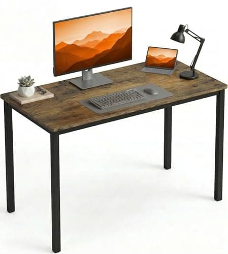 Image of Blisswood Small Computer Desk 100 x 50 x 75 cm, Office Desk, Wooden Writing Desks with Metal Frame, Study Table for Bedroom, Living Room & Workstation, Rustic