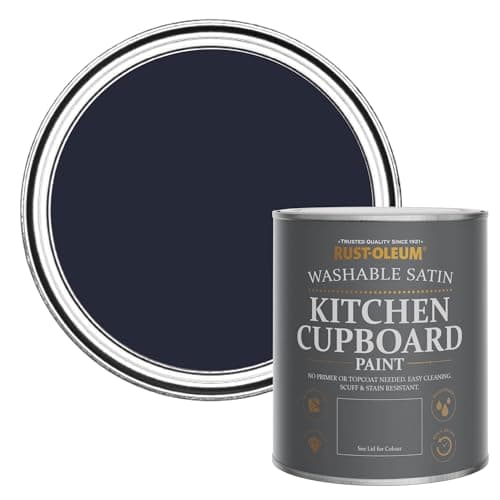 Image of Rust-Oleum Blue Scrubbable Kitchen Cupboard Paint in Satin Finish - Odyssey 750ml