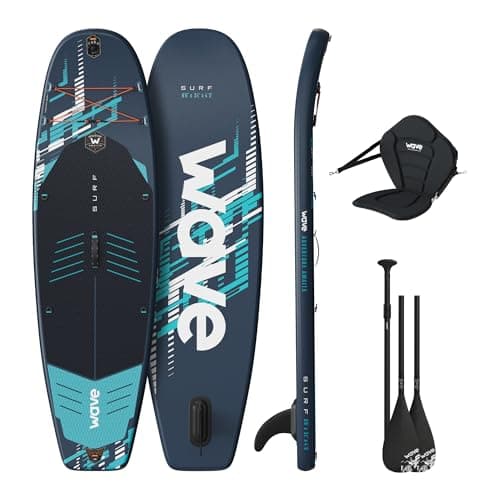 Image of Wave Surf Kids 2-in-1 Stand-Up Paddle Board & Kayak Combo | Inflatable SUP with Adjustable Paddle, Comfortable Seat, Non-Slip Deck | 8'6ft (Navy, 3.0 Model)