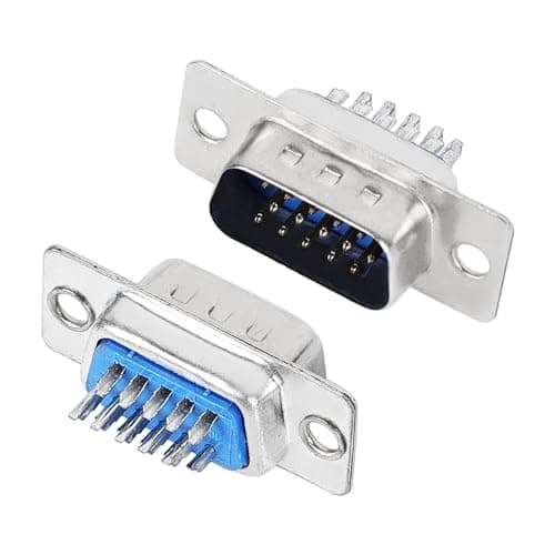 Image of sourcing map 2 Pieces DB15 Solder Connector, 15 Pin D-Sub Male Connector RS232 Terminal VGA Adapter Connectors, Metal