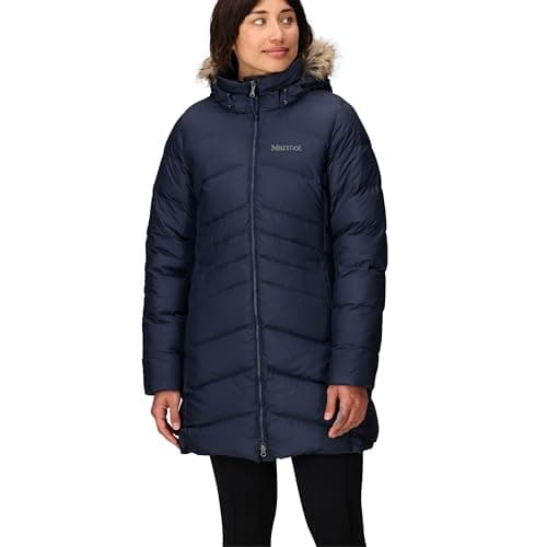 Image of Marmot Women's Montreal Coat, Warm, Insulated Hooded Winter Coat, Windproof Down Parka, Lightweight Packable Outdoor Jacket, Midnight Navy, L