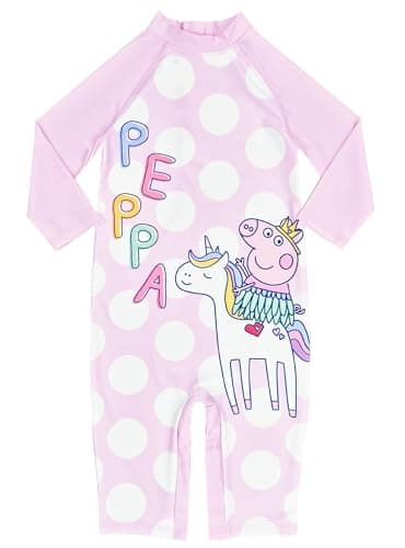 Image of Peppa Pig Girls Swimsuit Swimming Suit All in One Costume UPF40 Sun Safe, 2-3 Years Multicolour