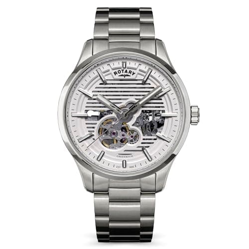 Image of Rotary Men's Greenwich Skeleton Automatic 100M Water Resistance Stainless Steel Bracelet Watch