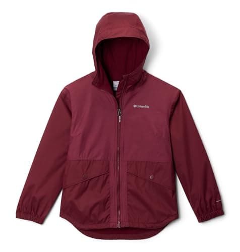 Image of Columbia Youth Girls Rainy Trails 2 Fleece Lined Jacket, Waterproof Rain Jacket, Rich Wine, X-Large