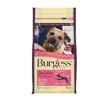Image of Burgess Sensitive Adult Dog Salmon & Rice 2 x 12.5kg Complete Hypoallergenic Dry Dog Food Range Key Ingredients for Supporting Dog Overall Health & Wellbeing FREE Rocco Chings Originals