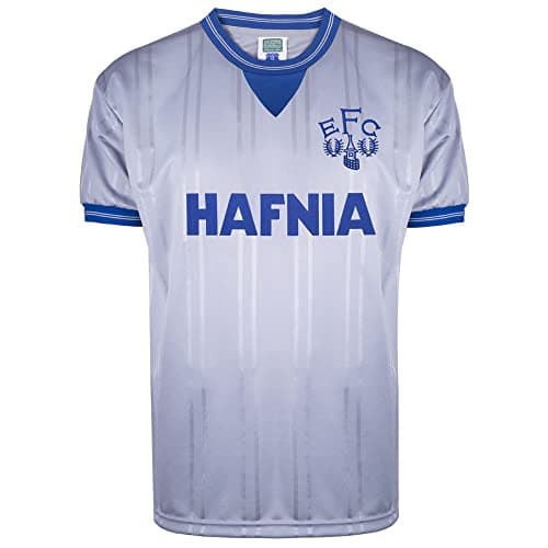 Image of Score Draw Everton 1984 Away Retro Football Shirt Grey Large Polyester