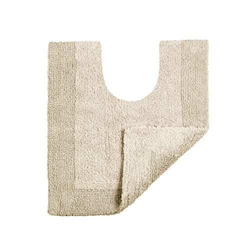 Image of Allure Heavyweight Reversible Pedestal Toilet Mat, 100% Cotton, Super soft, Washable, Large Size 55cm x 55cm (Stone)