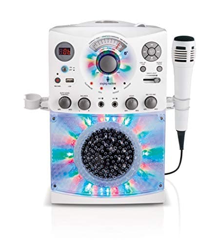 Image of Singing Machine SML385UBK Bluetooth Karaoke System with LED Disco Lights, CD+G, USB and Microphone - White