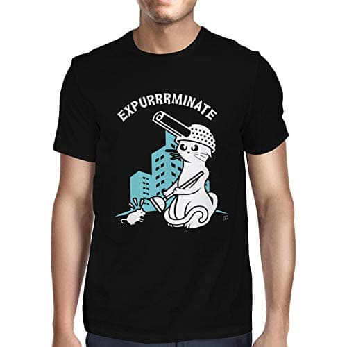 Image of 1Tee Mens Dalek Cat, Doctor Who T-Shirt Black X-Large