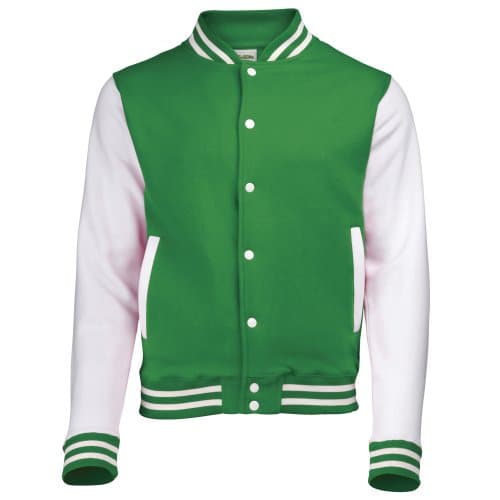 Image of Awdis Unisex Varsity Jacket (XL) (Kelly Green / White)