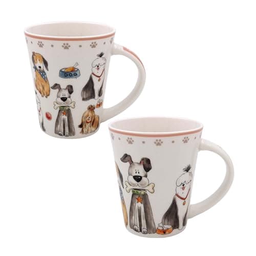 Image of The Leonardo Collection Faithful Friends - Set of 2 Dogs Design - Fine China Mugs