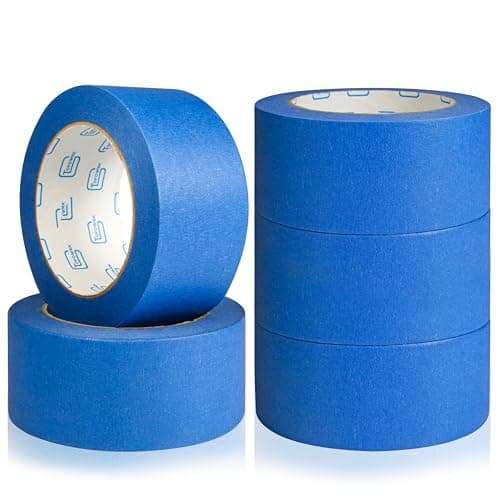 Image of 5 Rolls Blue Painters Tape, 50mm x 50m Masking Tape for Painting Wide Painting Tape Blue Tape Heat Resistant UV Resistant for Indoor Painting Decorating, Renovation Work, No Residue, 550 Yards Totally
