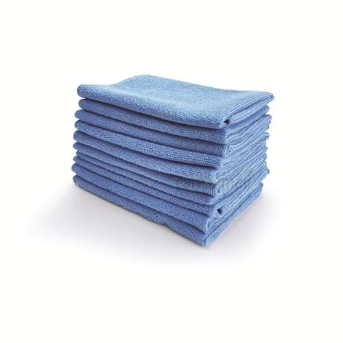 Image of carebymail Microfibre Cleaning Cloth, Pack of 10, Large Size: 40x40cm | Soft Premium Heavy Weight Washable Cloth Duster for Kitchen, Home, Bathrooms, Surfaces, Mirrors, Car, Motorbike (Blue)