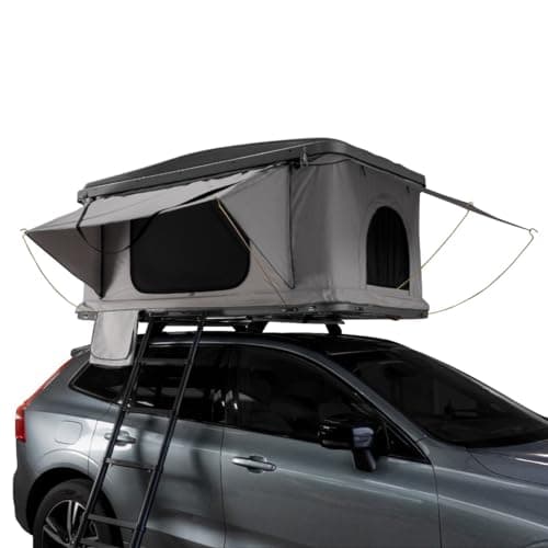 Image of Car Roof Tent Large Hard Shell Box Gas Assisted Pop Up Bunk 2-3 Person 3000mm Waterproof Camping Telescopic Ladder 5.5cm Fitted Mattress Boot Bags Anti Condensation FREE Storage Net & Solar Torch