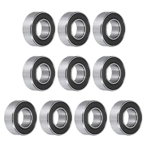 Image of sourcing map 10pcs 687-2RS Bearing 7x14x5mm, Chrome Steel Double Rubber Seals Miniature Bearing, Lubricated Deep Groove Ball Bearings, P6 (ABEC 3)