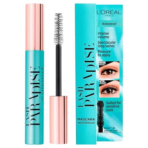 Image of L'Oréal Paris Mascara, Lash Paradise Waterproof Mascara, Volumising, Enriched with Castor Oil, Lasts up to 36H*, Suitable for Sensitive Eyes, Waterproof Black