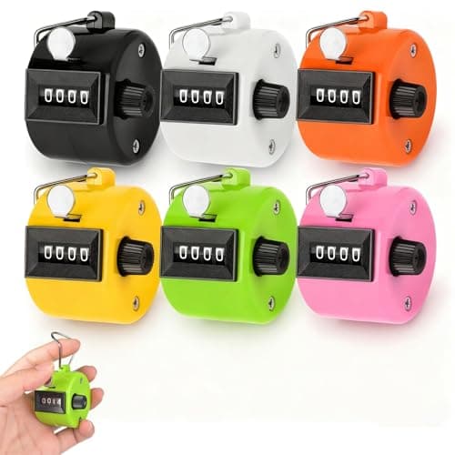 Image of lrgnixs 6Pcs Handheld Tally Counter,4-Dight Number Clicker Counter,Hand Click Counter Mechanical counters for Coaching Knitting People Lap Fishing Golf Toddler & Fidget