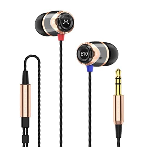Image of Soundmagic E10 In-Ear Isolating Earphones - Deep Bass, Noise-Isolating, Durable Metal Build, Tangle-Free Cable, Award-Winning Sound Quality - Ideal for Music, Gaming, Travel - Black/Gold