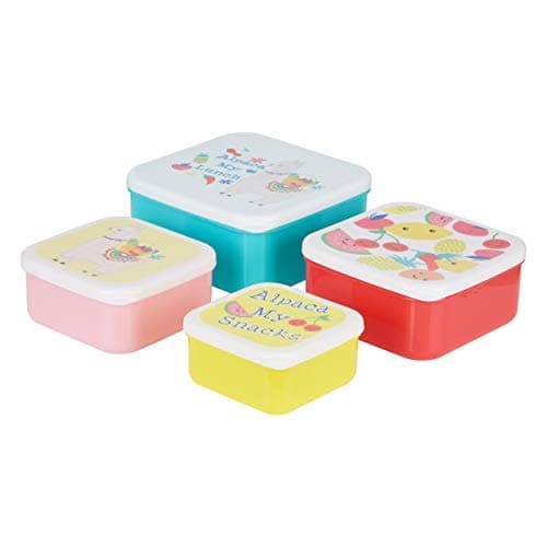 Image of Premier Housewares Lunch Boxes Alpaca Themed Snack Boxes for Kids Multi Colored Small Sandwich Box Set of 4