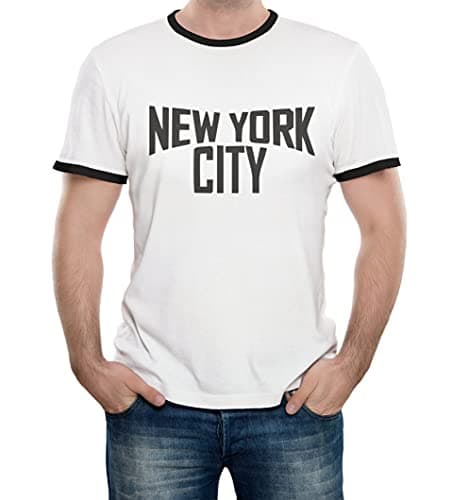 Image of Reality Glitch Men's New York City Ringer Music Inspired T-Shirt (XL, White/Black)