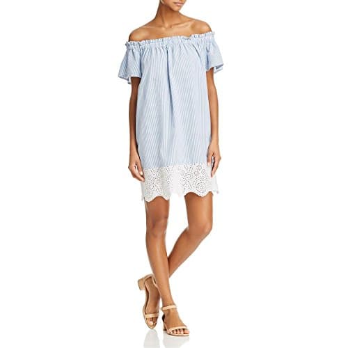 Image of French Connection Women's Belle Stripe Mix Striped Sleeveless Dress, Blue (Saltwater/Sumwhite), 6 (Manufacturer Size:X-Small)