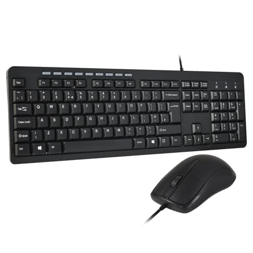 Image of Combrite Wired Keyboard and Mouse Set, Full Size UK Layout Keyboard, Spill Resistant, Dedicated Multimedia Shortcut Keys, Comfort Optical Mouse, for Desktop PC, Laptop Computers, Black