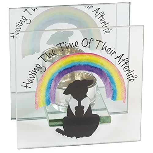 Image of Pet Dog Loss Memorial Sympathy Gift Tealight Holder by Rainbow Bridge Friends