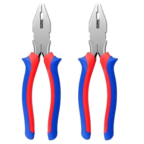 Image of PINGEUI 2 PCS 200 mm Combination Pliers, High Leverage Plier with Soft Grip Handles, Multifunction Linesman Pliers for Wire Cutting, Crimping, Pulling, Twisting
