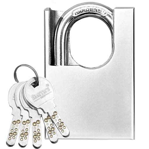 Image of Heavy Duty Padlock by Smith’s® | 60mm x 40mm | 1 Pack | Alloy Steel | 5 Keys | Perfect for Warehouse, Container, Garage, Shutter, Gate, Chain, Shed Lock