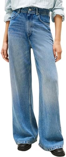 Image of Tommy Hilfiger Women's Lana High Waist Wide Leg Jeans, Blue (Lana), 32W/30L