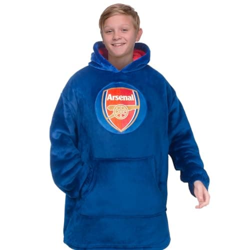 Image of Arsenal F.C. Kids Oversized Hoodie Blanket - Official Football Gift, Navy, Size 6-10 Years
