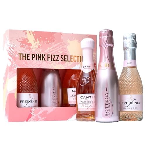 Image of Trio Pink Fizz Selection - Prosecco Gift Set, Bottega DOC, Freixenet Italian Sparkling, Canti Rose, 3x 200 ml - Luxury Sparkling Wine Prosecco Gifts for Women, Ladies, Mum Gifts, Birthday