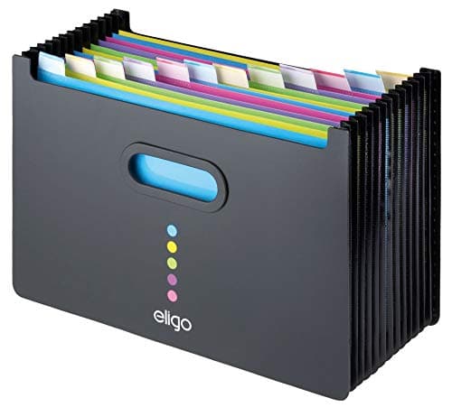 Image of Snopake Foolscap Eligo 13-Part Landscape Desk Expander/Organiser - Black Pack of 1 Ref: 15859 - Amazon Exclusive