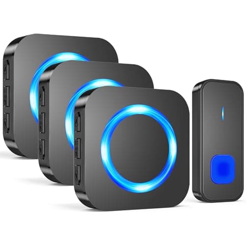 Image of SURFOU Wireless Doorbell, Waterproof Cordless Remote Door Bells Chime Battery Operated at 1300ft Range, Doorbells Kit with 1 Push Button 3 Plug-in Receivers with 55 Ringtones 5 Volume LED Flash