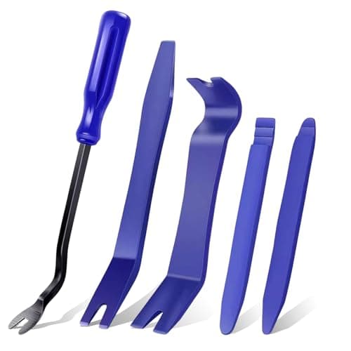 Image of R&B Sports & Leisure 5-Piece Car Trim Removal Tool Set, Panel and Fastener Removal Kit with Pry Tools for Auto Interior, Blue