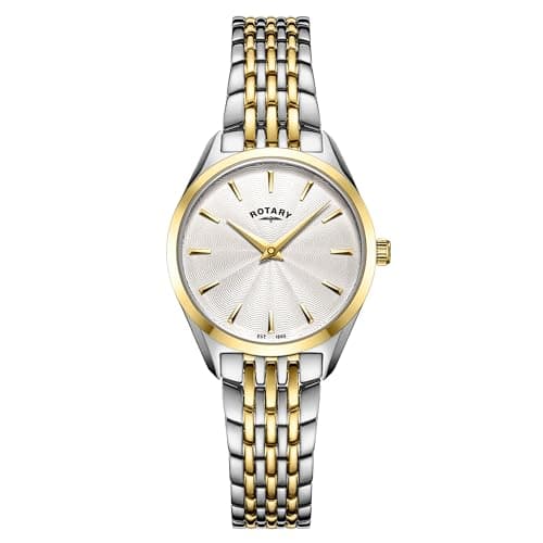 Image of Rotary Women's Ultra Slim Watch with Stainless Steel Strap & Deployment Clasp LB08011/02 (Silver & Gold)