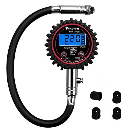 Image of Digital Tyre Pressure Gauge, Car Tire Pressure Gauge for Truck Car Motorcycle Bicycle with Hose and Backlight LCD Display