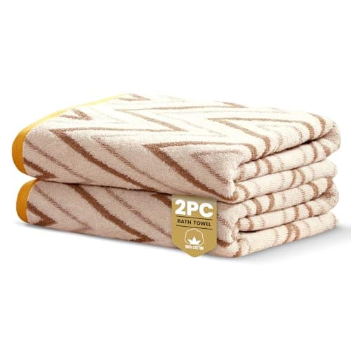 Image of Rapport Home Helix Bath Towels 2-Pack | Natural | 70x120cm | 100% Cotton 500gsm | Oeko-Tex Made in Green & BCI Certified