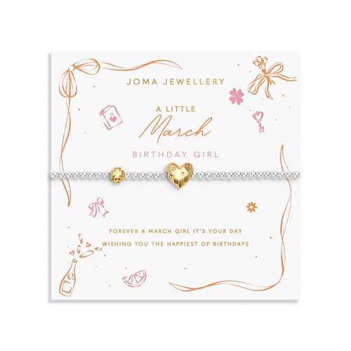 Image of Joma Jewellery BIRTH MONTH A LITTLE MARCH Silver & Gold Plated Bracelet 17.5cm stretch