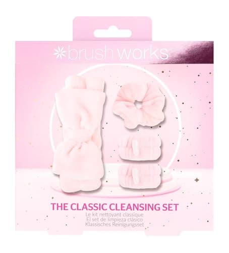 Image of Brushworks The Classic Cleansing Set – Ultra-Soft Microfibre Makeup Headband, Wrist Wash Bands & Scrunchie for Gentle & Mess-Free Skincare & Beauty Routines