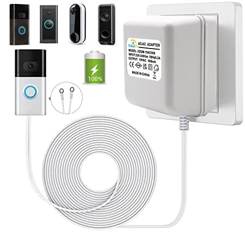 Image of Doorbell Transformer Charger for Ring Eufy Nest Hello Video Doorbell,Doorbell Transformer 18V500MA Power Adapter(5M extension cable white)