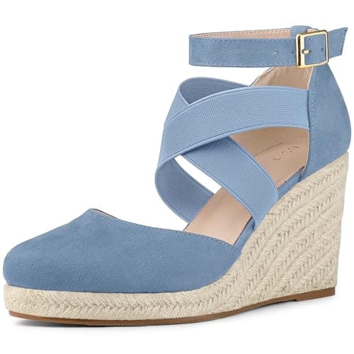 Image of Allegra K Women's Espadrille Platform Closed Toe Wedges Heel Sandal Haze Blue 5.5 UK/Label Size 7.5 US