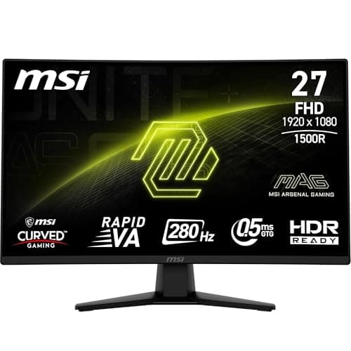 Image of MSI MAG 274CXF 27 Inch FHD Curved Gaming Monitor - 1500R 1920 x 1080 Rapid VA Panel, 280 Hz / 0.5ms (GtG, Min.), Adaptive Sync - DP 1.2a, HDMI 2.0b CEC