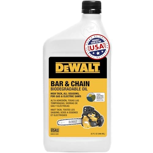 Image of DEWALT Biodegradable Chainsaw Oil High Performance, Non Toxic Professional Lubricant Green, Eco-Friendly, Ultraclean, All Season Bar & Chain Lube, 16 oz (32 oz)