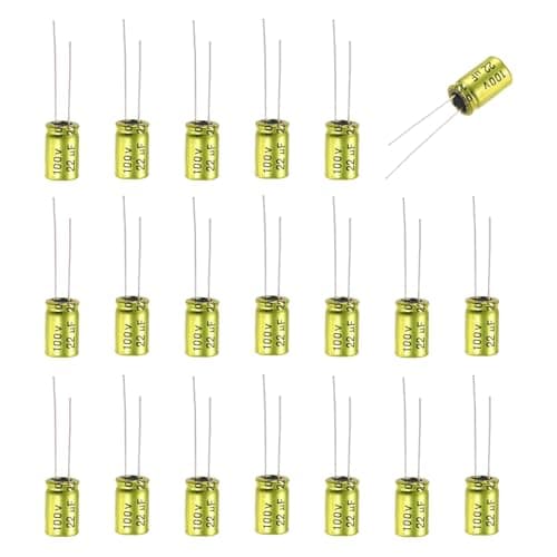 Image of sourcing map 22uF 100V Non-Polarized Electrolytic Capacitor, 8mm x 12mm Aluminum Audio Capacitors for DIY Projects Audio Tweeter Frequency Divider Pack of 20