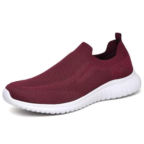 Image of TIOSEBON Mens Slip on Trainers Casual Tennis Sneakers Lightweight Running Walking Shoes 6.5 UK Wine Red